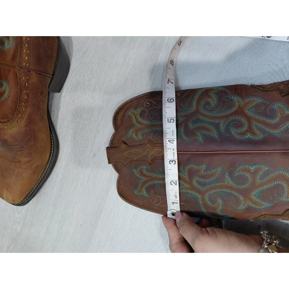 Justin Women's Stampede Cowboy Boots L2552 Brown embroidered Leather sz 7.5B